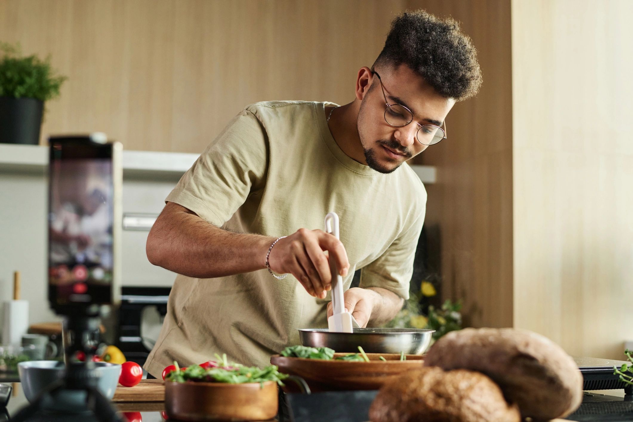Home cook preparing food in a kitchen