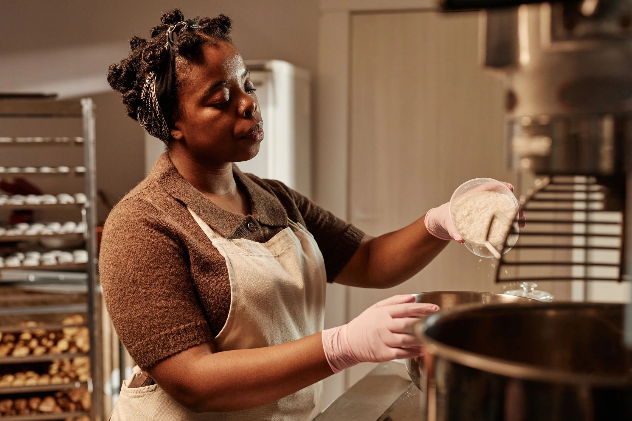Home cook preparing food in a bright kitchen